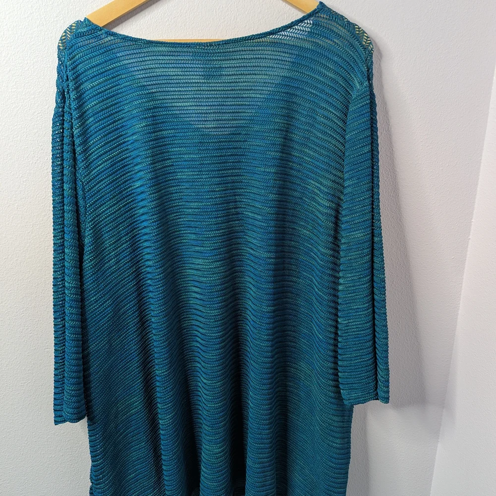 Catherines 3X Turquoise Open Knit Tunic‎ Top - Picture 5 of 5